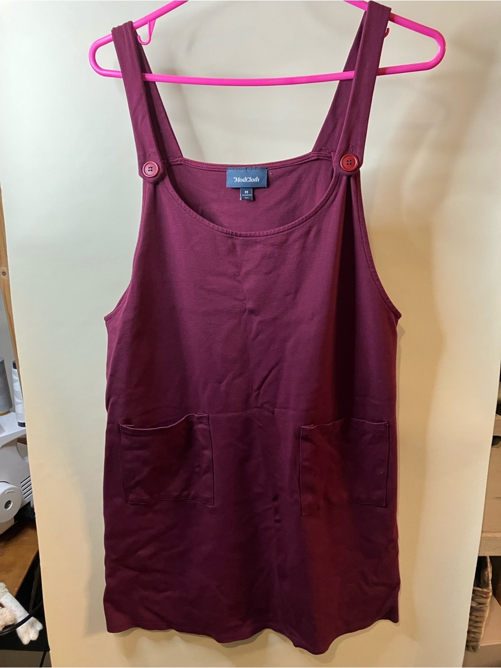 ModCloth Maroon Burgundy Red Overall Dress Size M